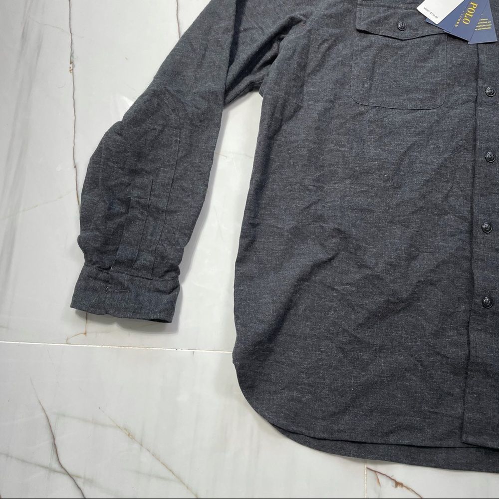 Polo Ralph Lauren Shirt Men's Button up Long Sleeve Stretch Dark Grey Size XXL - Picture 3 of 5